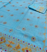 Sky Blue Floral Dress Material