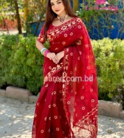 Red Floral Jamdani Saree