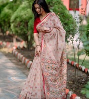 Pastel Pink Printed Saree