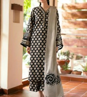 Black White Printed Three-Piece
