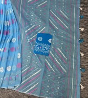 Aqua Blue Printed Dress Material A